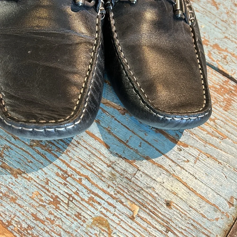 1901 men's Destin black leather horsebit driving loafers Size 10